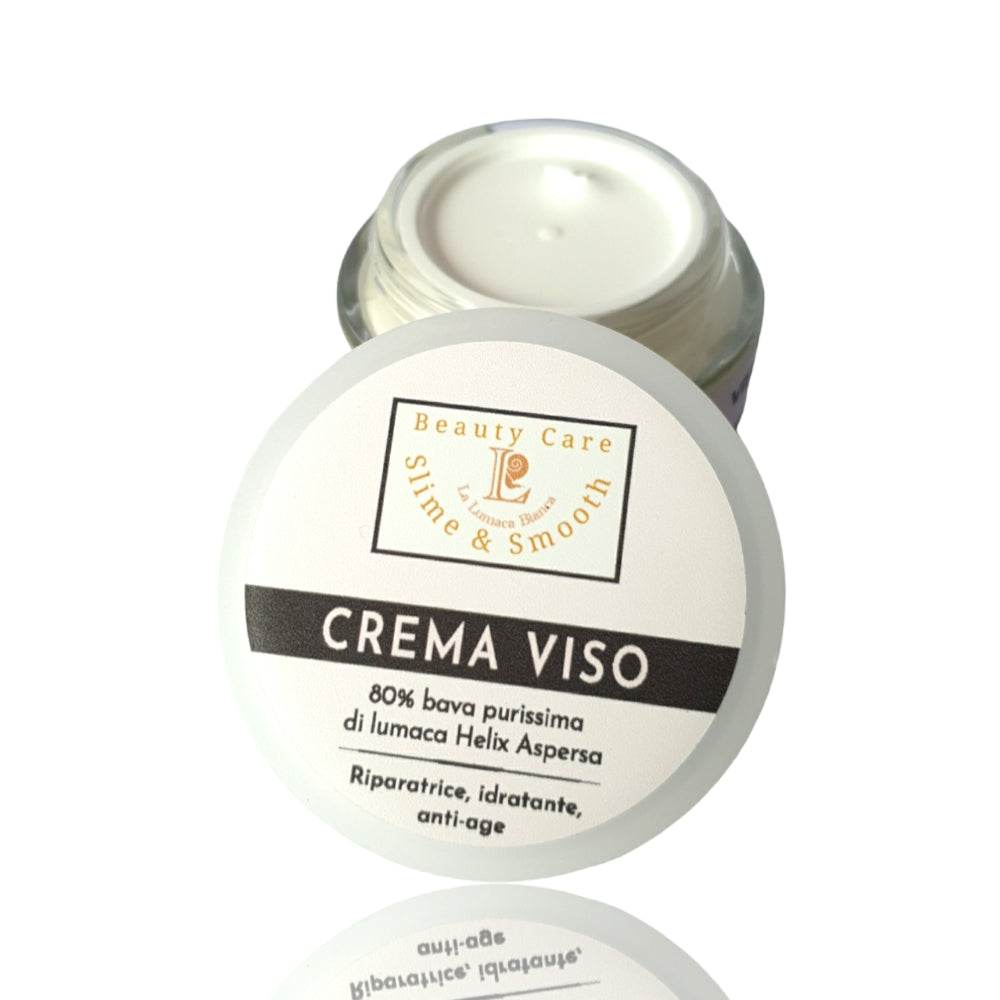 Crema Viso alla Bava di Lumaca Slime & Smooth - 50 ml, prodotto di bellezza di altissima qualità per combattere i segni dell'invecchiamento, migliorare l'elasticità della pelle e attenuare le cicatrici. Adatta per tutti i tipi di pelle e perfetta per l'uso quotidiano come parte della tua routine di bellezza. - Ghedi - la lumaca bianca